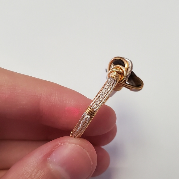 "Eye of the tiger" Tigers eye handmade wire wrap ring size 10 - Picture 6 of 7